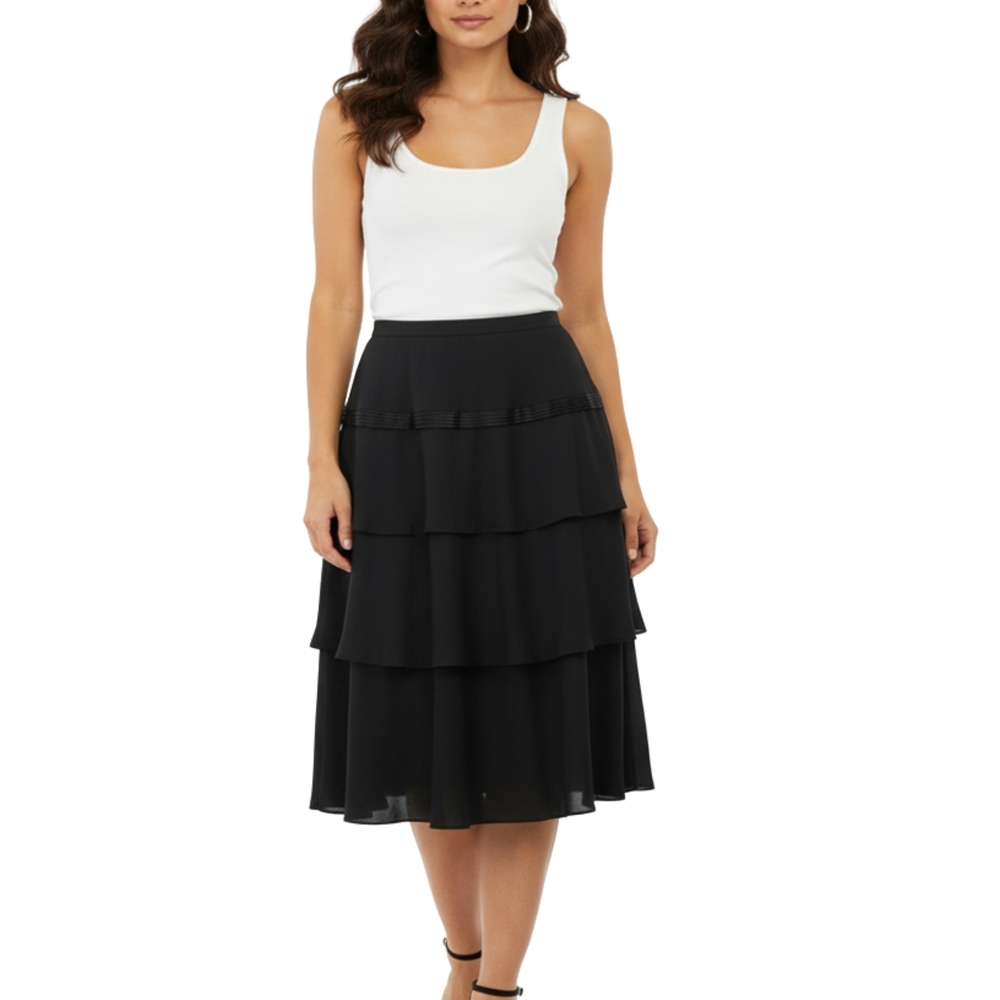 Banana Republic Black Tiered Midi Skirt